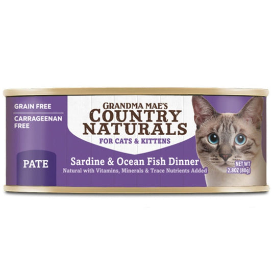 Grandma Mae's Country Naturals Pate Dinner Canned Cat Food Sardine & Ocean Fish 24ea/2.8 oz