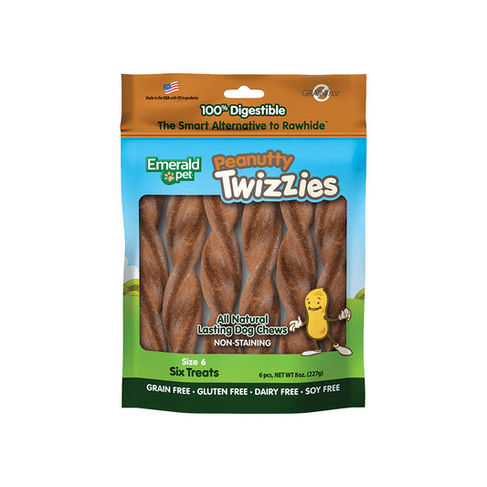 Emerald Pet Peanutty Twizzies Dog Treat Peanut Butter 1ea/6 in, 6 pk, 8 oz