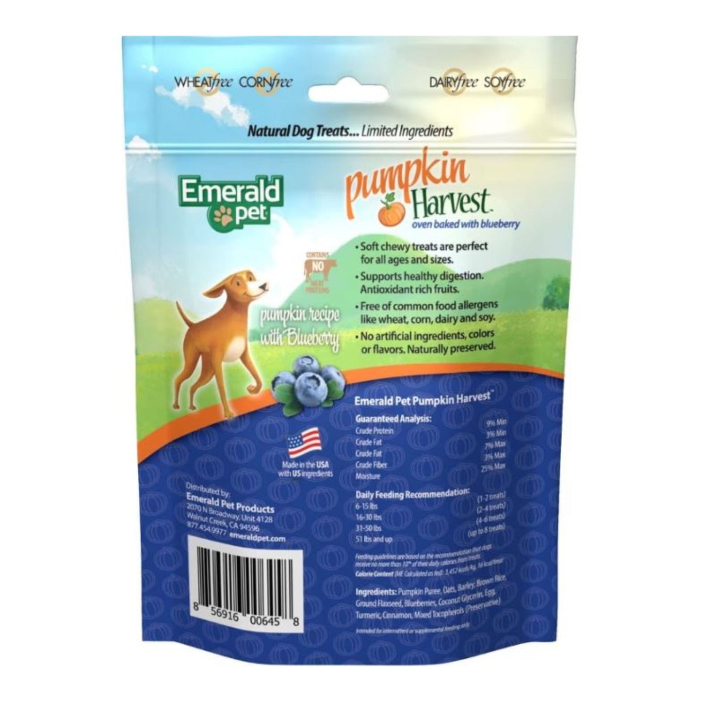 Emerald Pet Pumpkin Harvest Chewy Dog Treats Pumpkin/Blueberry 6oz.