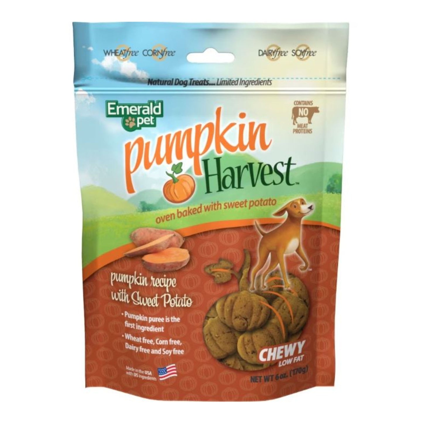 Emerald Pet Pumpkin Harvest Chewy Dog Treats Pumpkin/Sweet Potato 6oz.