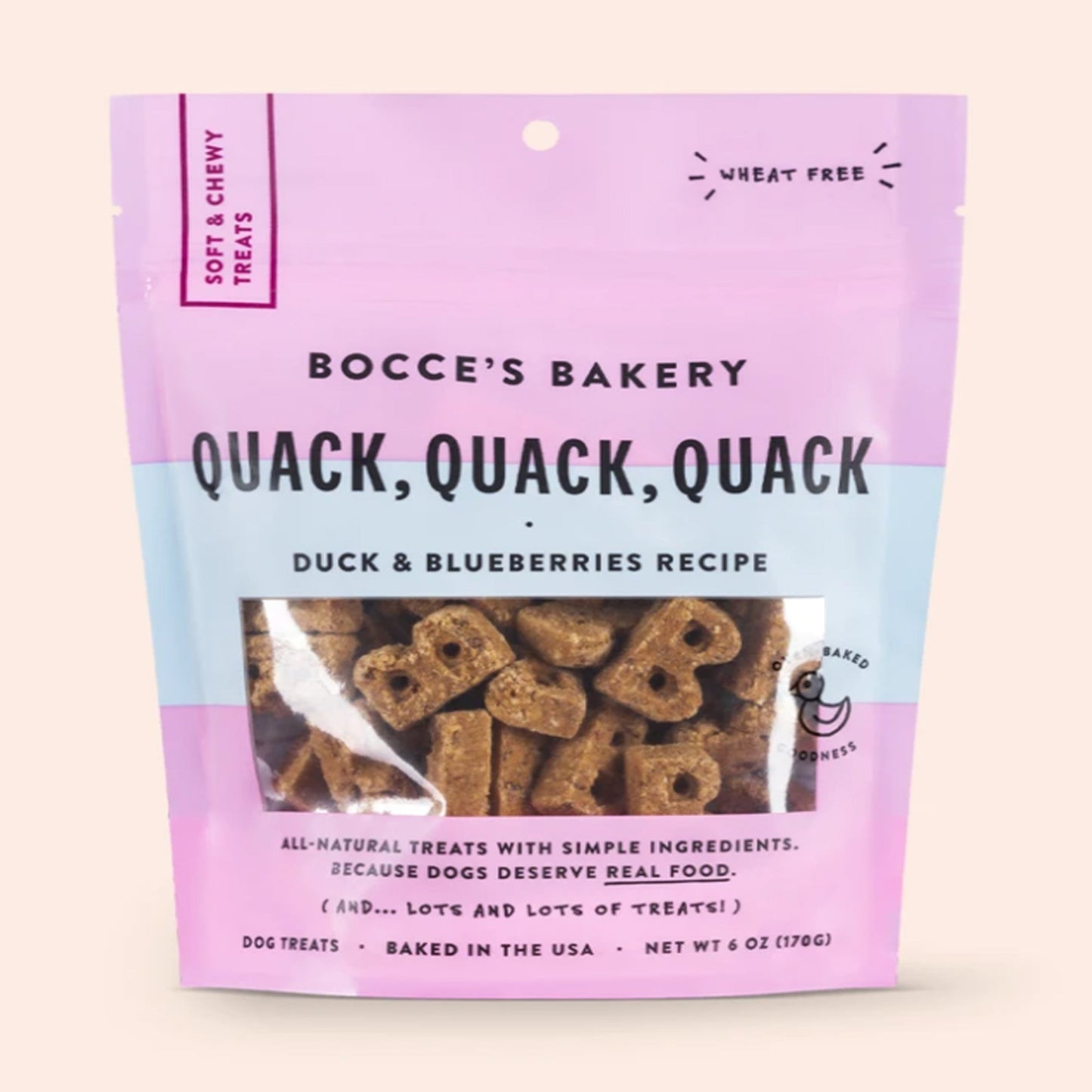 Bocces Bakery Dog Soft And Chewy Quack Quack 6oz.