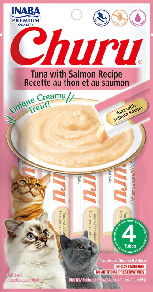 Inaba Cat Churu Puree Tuna Salmon 0.52Oz/6Ct