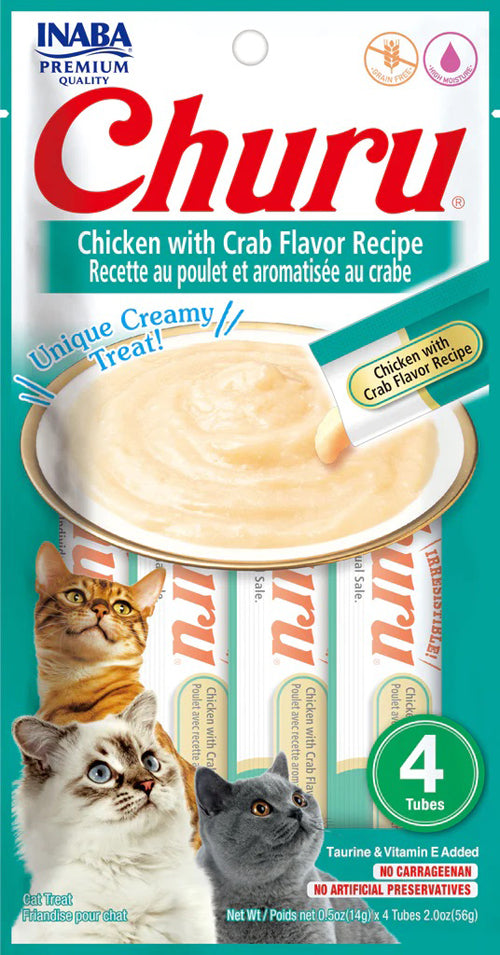 Inaba Cat Churu Puree Chicken Crab 0.52oz. (6 Count)