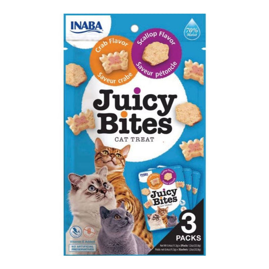 Inaba Juicy Bites Cat Treats Scallop/Crab .4oz.-3 Pk (Case of 6)