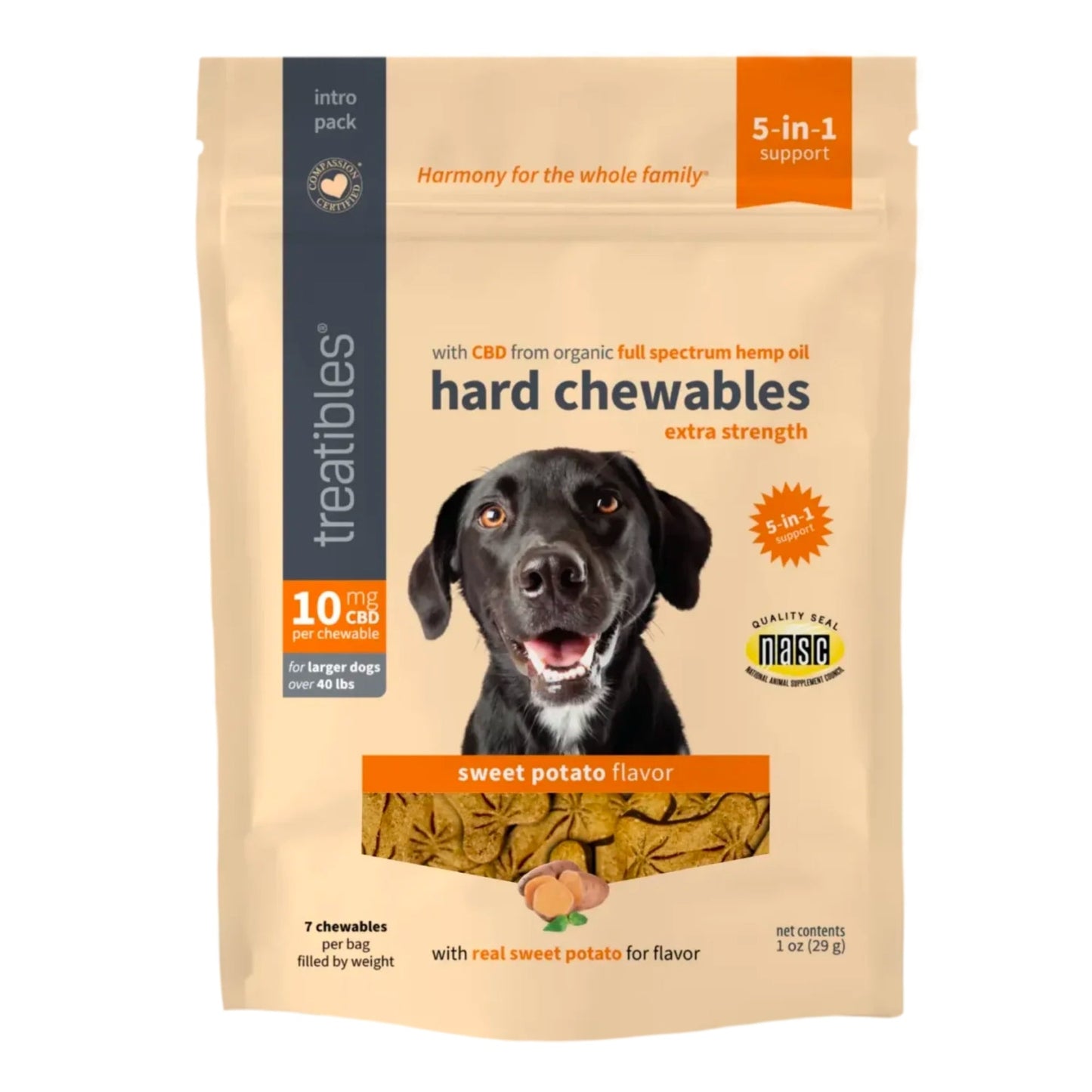 Treatibles Extra Strength Large Dogs Hard Chews Sweet Potato 10 Mg-7 Pk