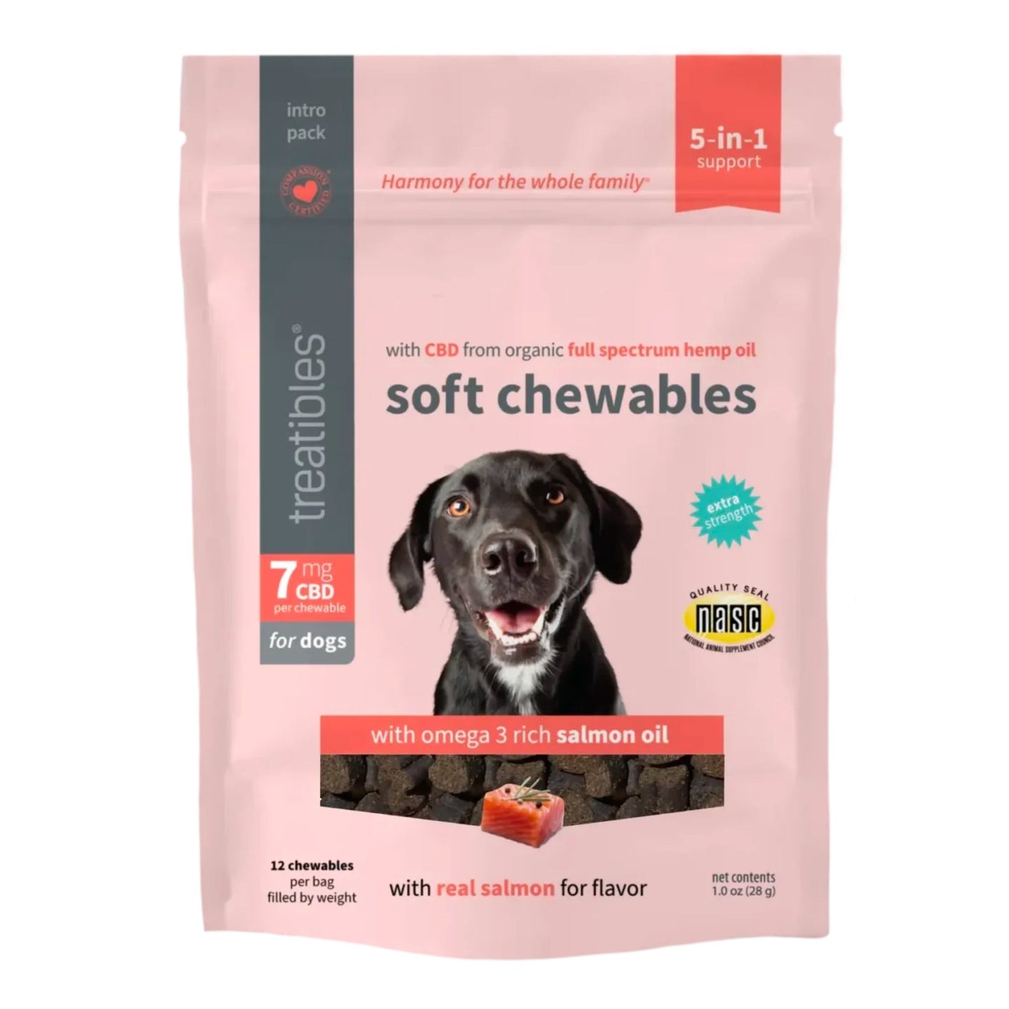 Treatibles Extra Strength Dog Soft Chews Salmon 7 Mg-12 Pk