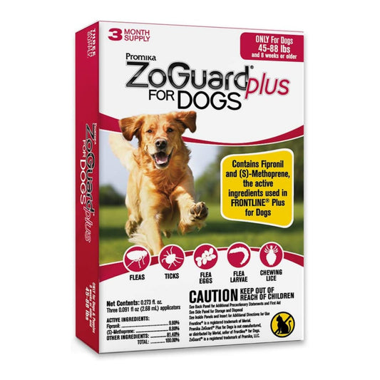 Zoguard Plus Spot-On For Dogs 45-88 Lb-3 Pk