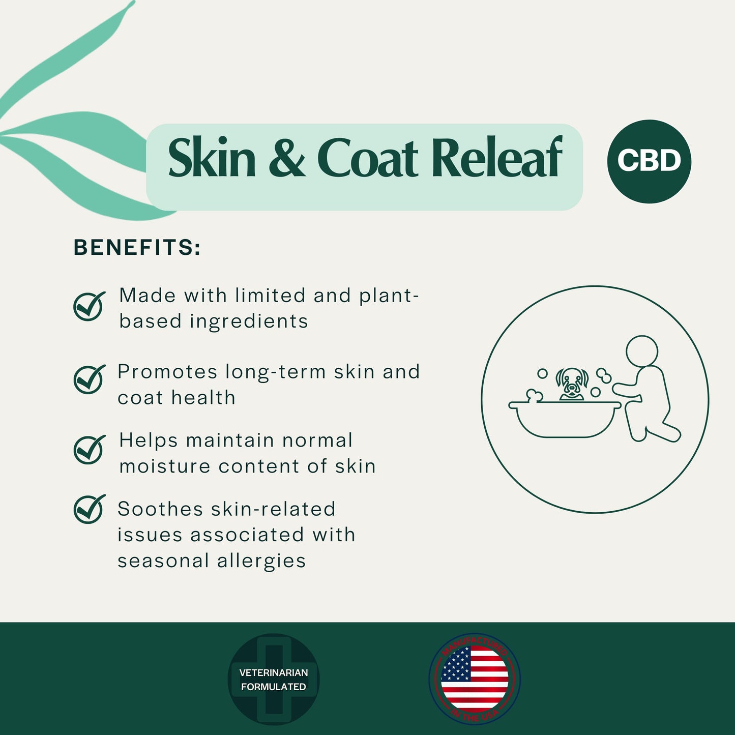 Pet Releaf Skin & Coat Dog 16oz. 2-In-1 Shampoo & Conditioner Cbd 100Mg