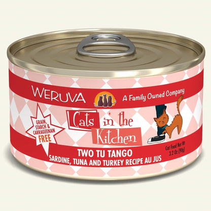 Cats In The Kitchen Two Tu Tango Sardine; Tuna and Turkey Recipe 6oz. (Case of 24)