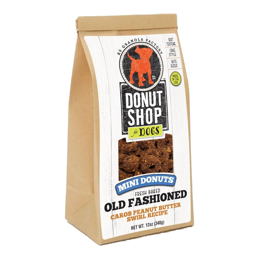 K9 Granola Mini Donuts; Carob Peanut Butter Swirl 12oz.