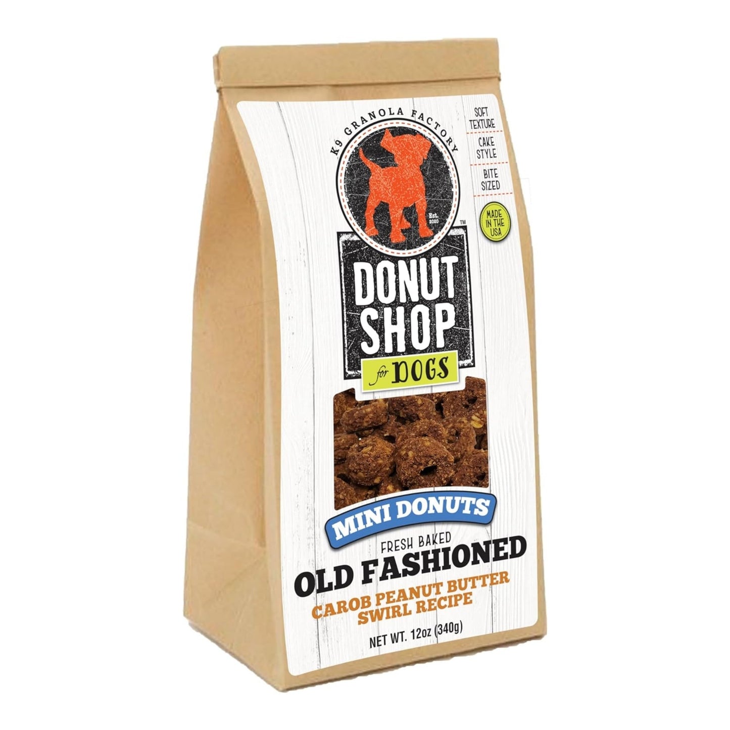 K9 Granola Mini Donuts; Carob Peanut Butter Swirl 12oz.