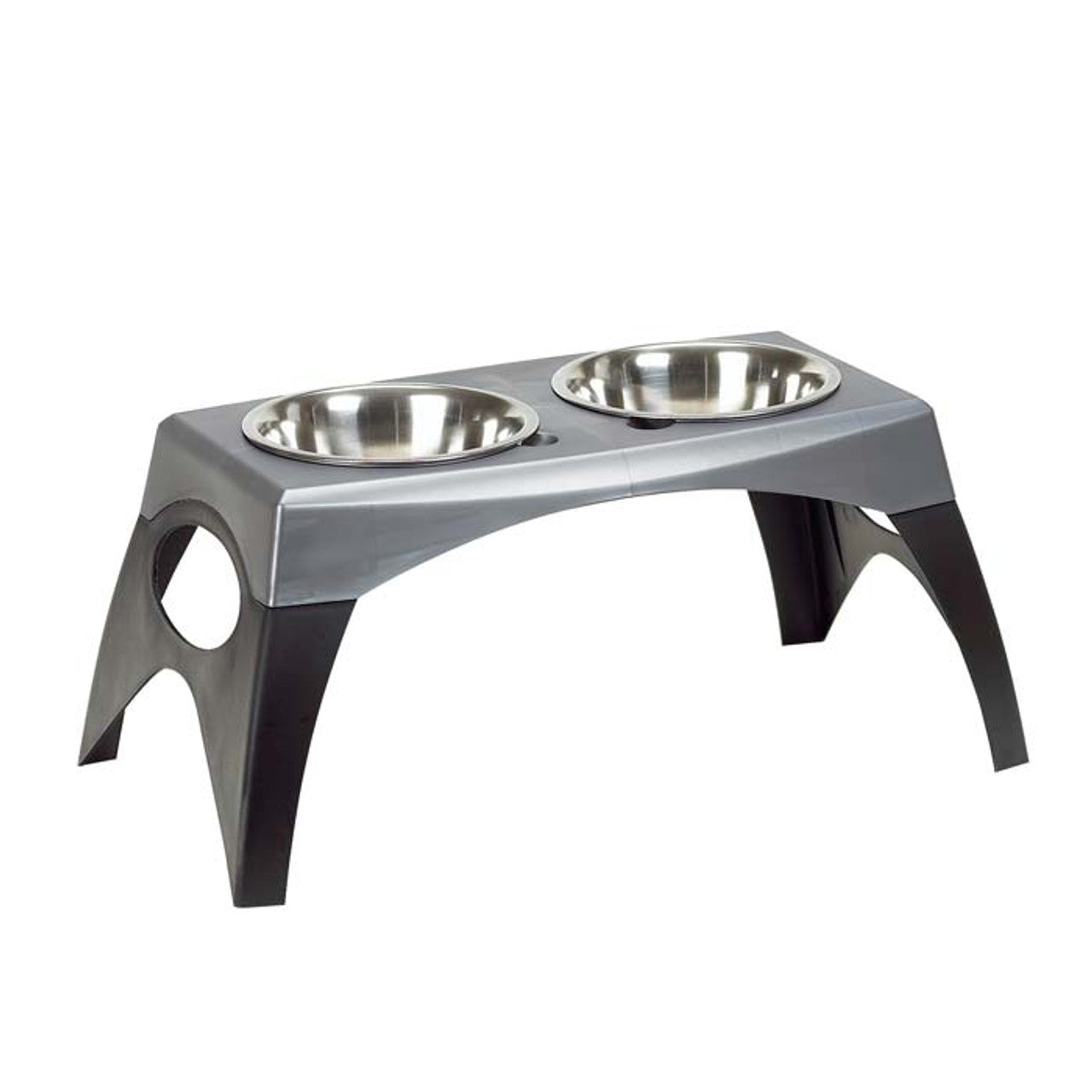 Bergan Stormcloud Elevated Feeder 2 Dog Bowl Black/Grey 1ea/MD