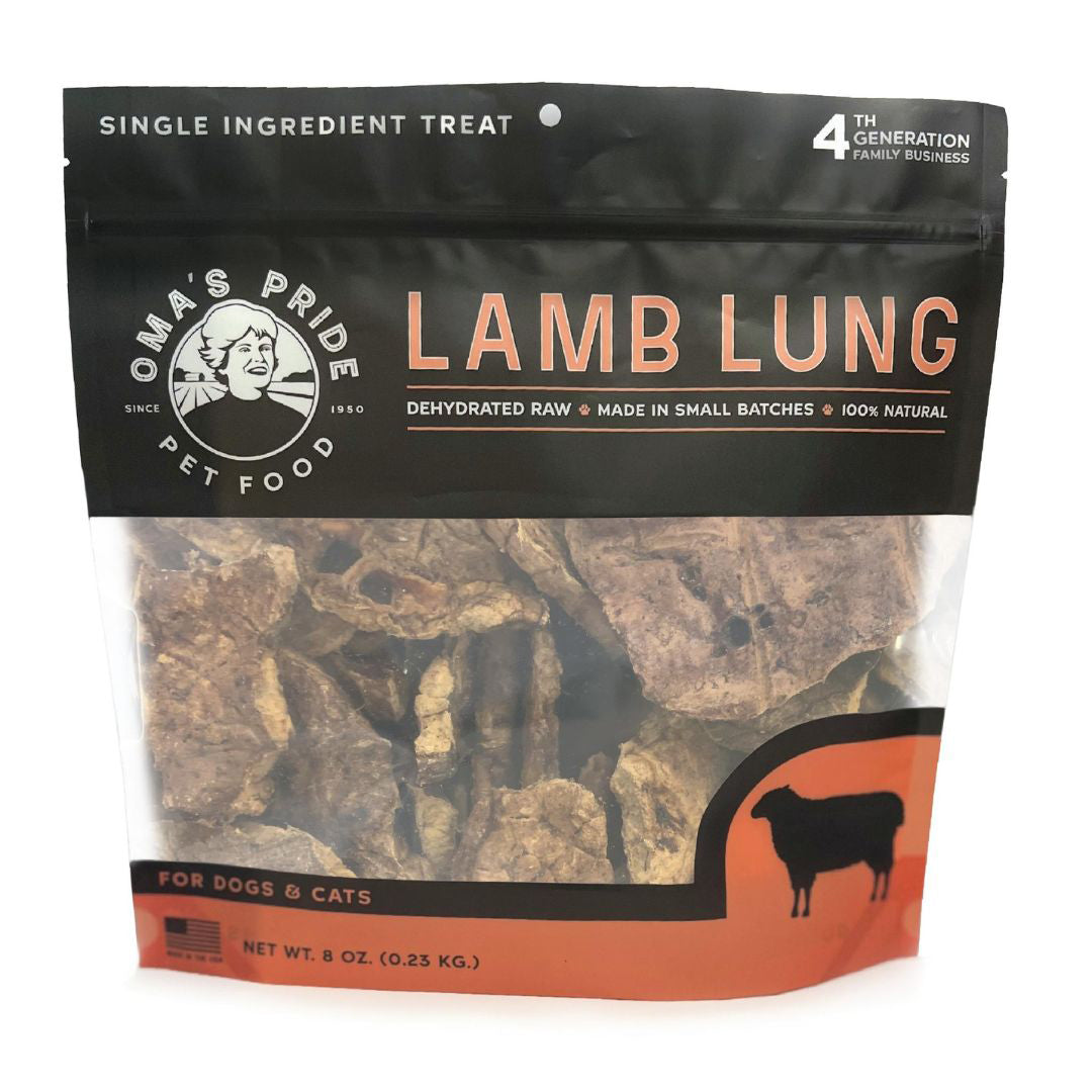 Omas Pride Dog Cat Dehydrated Lamb Lung 8oz.