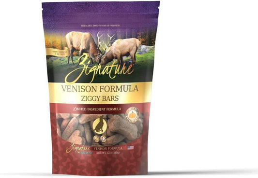 Zignature Dog Ziggy Bar Treat Venison 12oz.