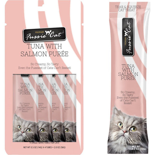 Fussie Cat Treat Tuna With Salmon Puree 2oz/18count