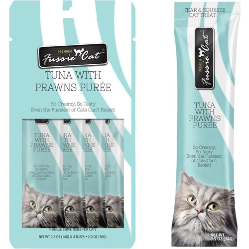 Fussie Cat Treat Tuna With Prawns Puree 2oz/18count