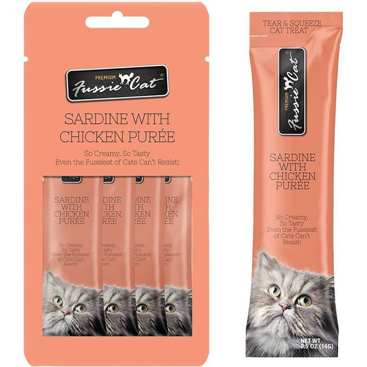 Fussie Cat Puree Sardine Wl Chicken 2oz/18count