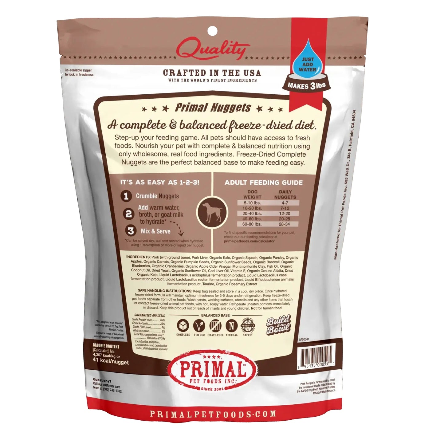 Primal Pet Foods Freeze Dried Dog Food 14oz. Pork