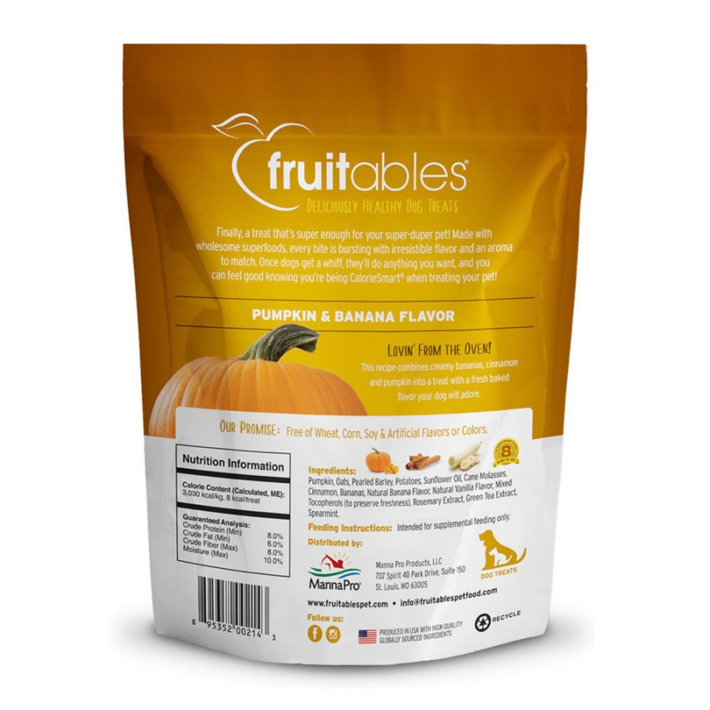 Fruitables Crunchy Baked Dog Treats Pumpkin Banana 1ea/7 oz