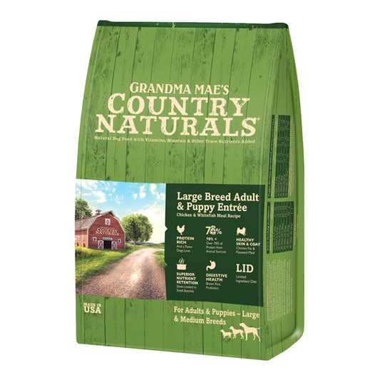 Grandma Mae's Country Naturals Large Breed Adult & Puppy Entrée Dry Dog Food Chicken & Rice 1ea/14 lb