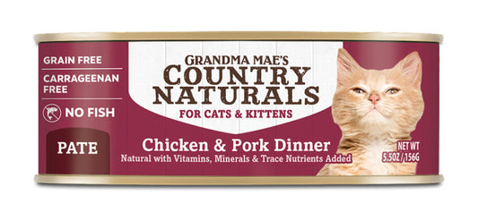 Grandma Mae's Country Naturals Grain Free Wet Cat Food Pork & Chicken 24ea/5.5 oz, 24 pk