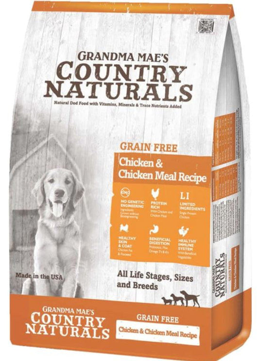 Grandma Mae's Country Naturals Grain Free Dry Dog Food Chicken & Chicken Meal 18ea/14 oz