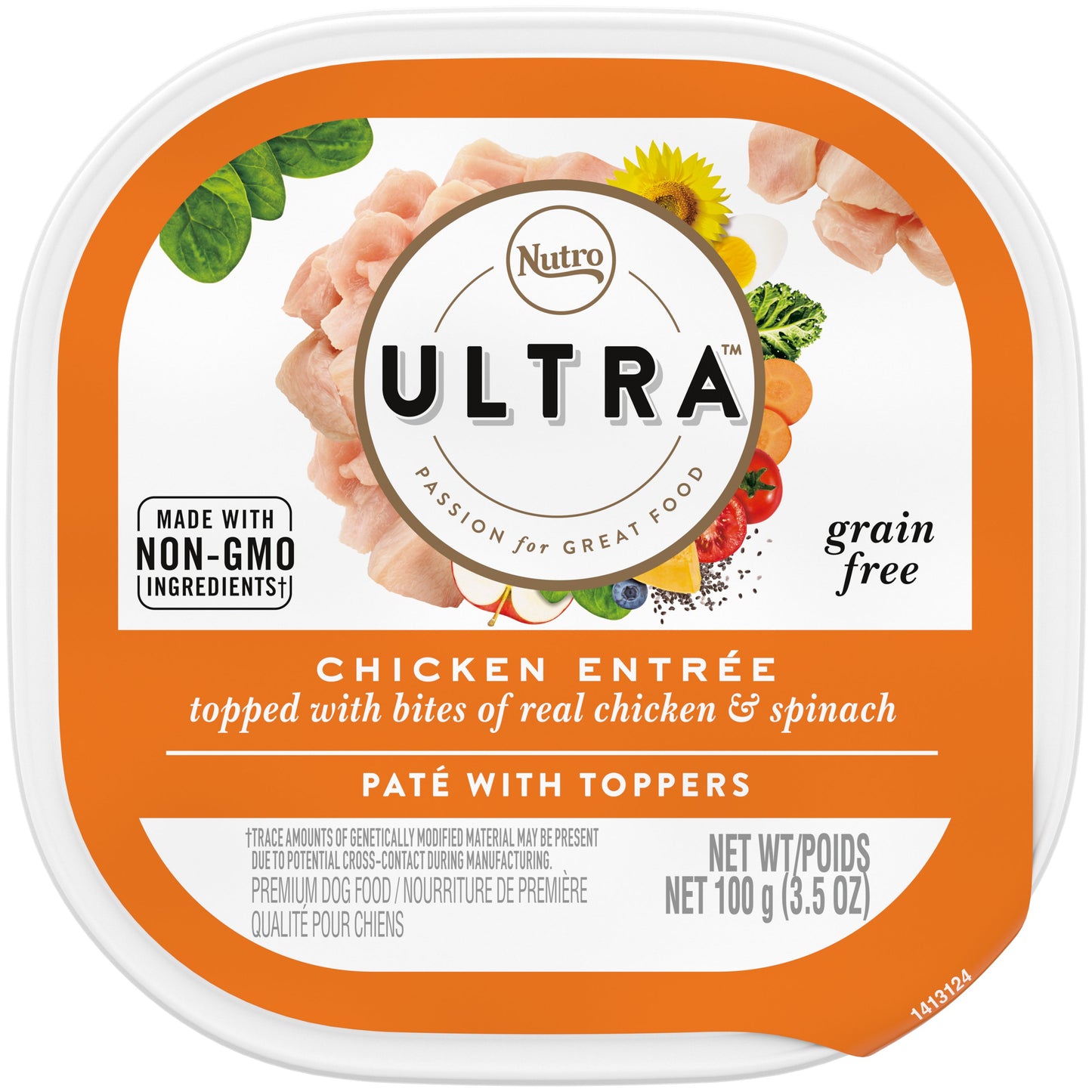 Nutro Products Ultra Grain Free Paté w/Toppers Adult Wet Dog Food Chicken Entree 3.5oz. (Case of 24)